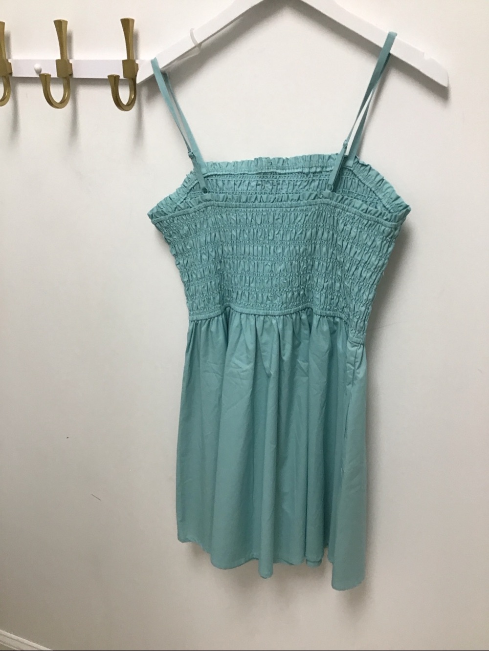 Steve Madden potty Smocked Strappy Mini Dress in Seafoam - Picture 2 of 2